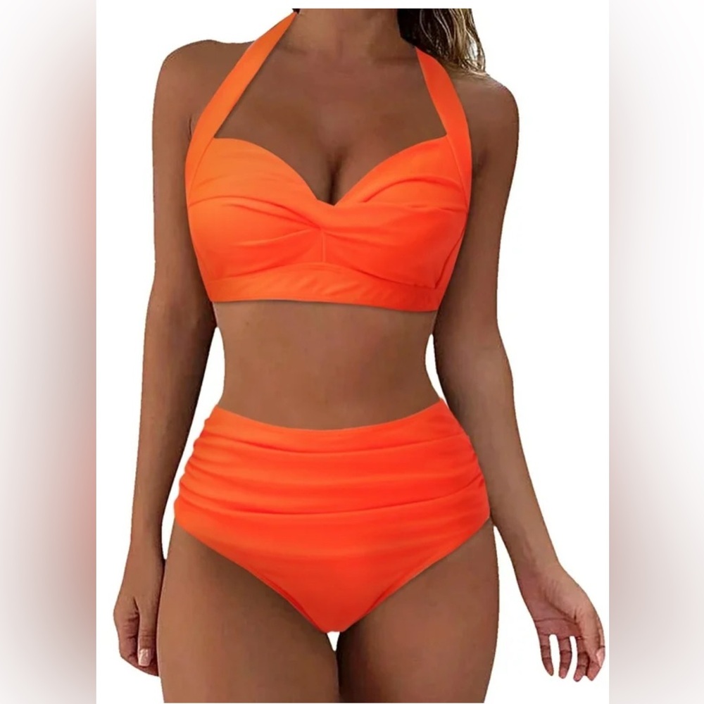 New Neon Orange Bikini Set swim bathing suit melon mango XL